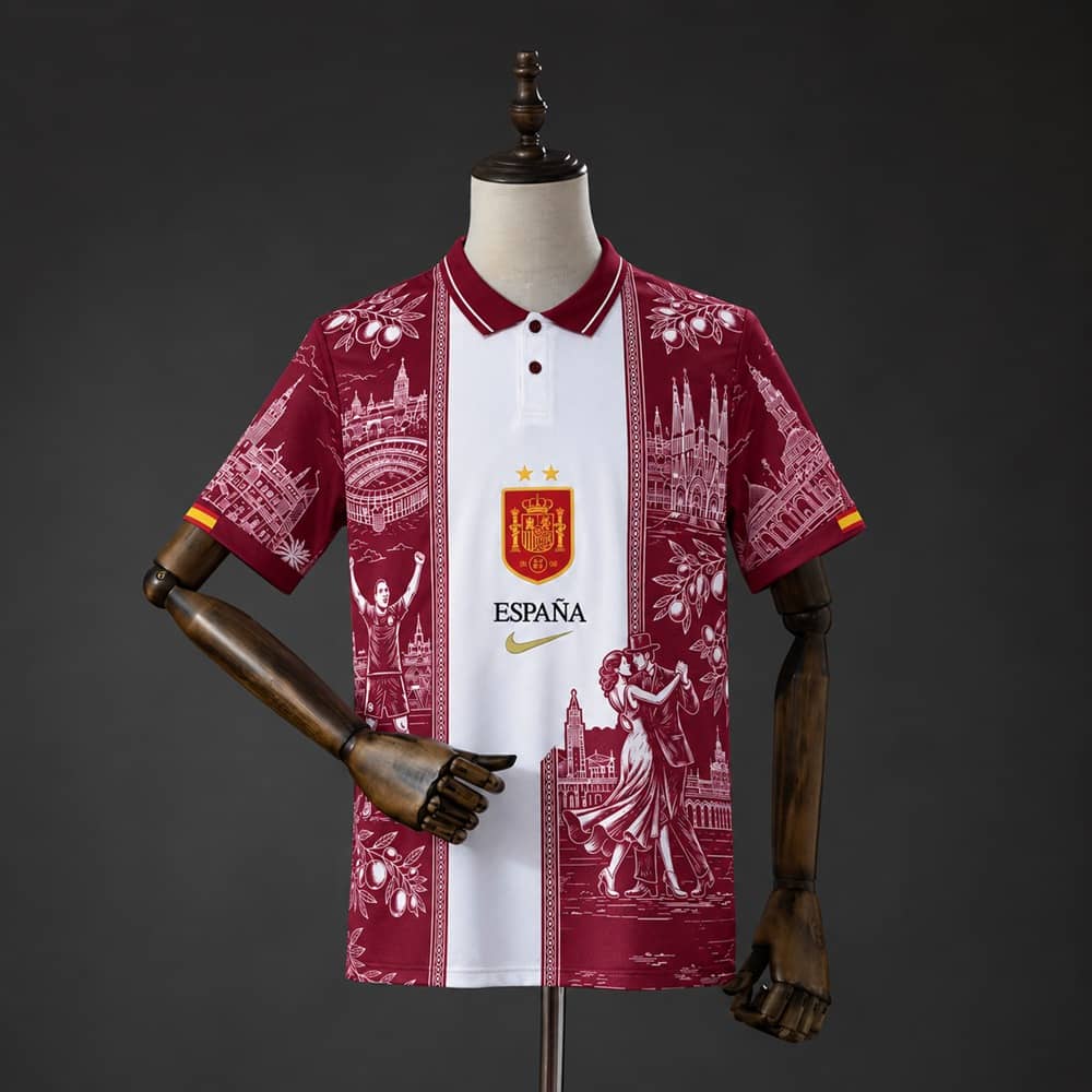 Polo Espanha 2026/2027 Vermelho e Branco