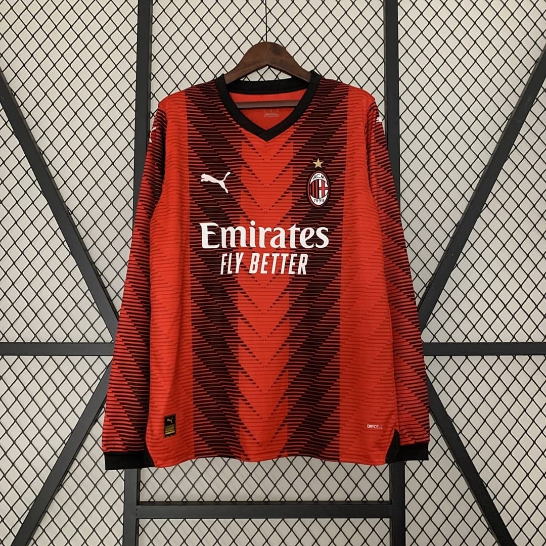 Camisola Principal do AC Milan 2023/2024 (Manga Longa)