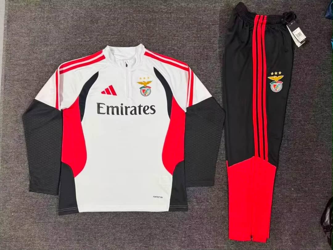 Fato de Treino SL Benfica 2026/2027 Branco, Vermelho e Preto Meio Fecho