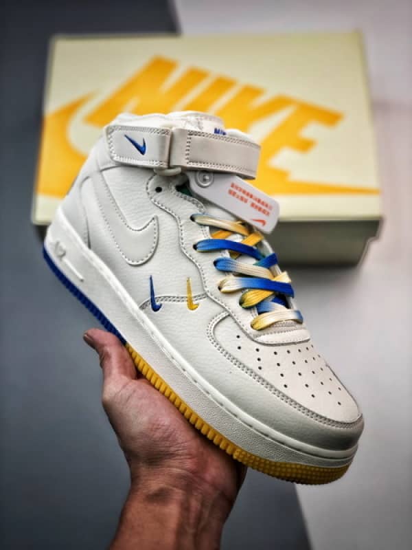 Air Force 107 Mid Azul e Amarelo Cordao Pequeno Gancho
