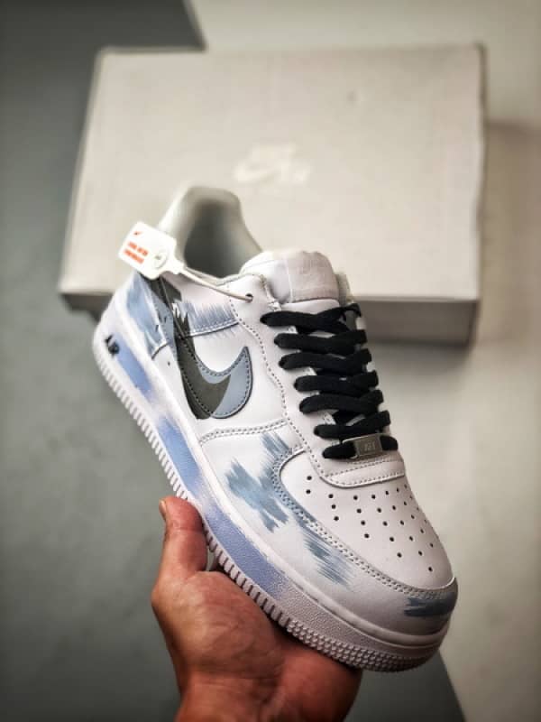Air Force 1 '07 Low Três Swoosh Quebrados Branco, Preto e Azul