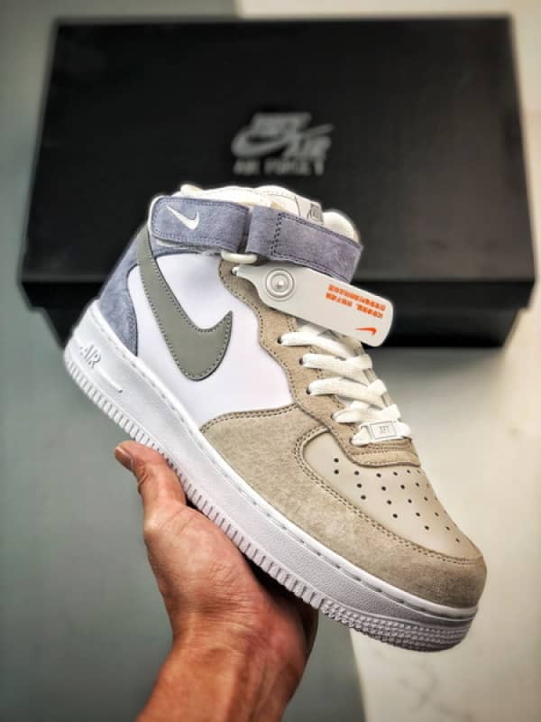 Air Force 1 07 Mid Cinzento e Azul Camurca