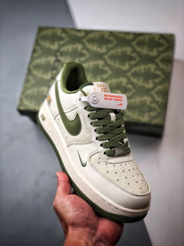 Air Force 1 Low Gucci Lona Mescla Branco e Verde