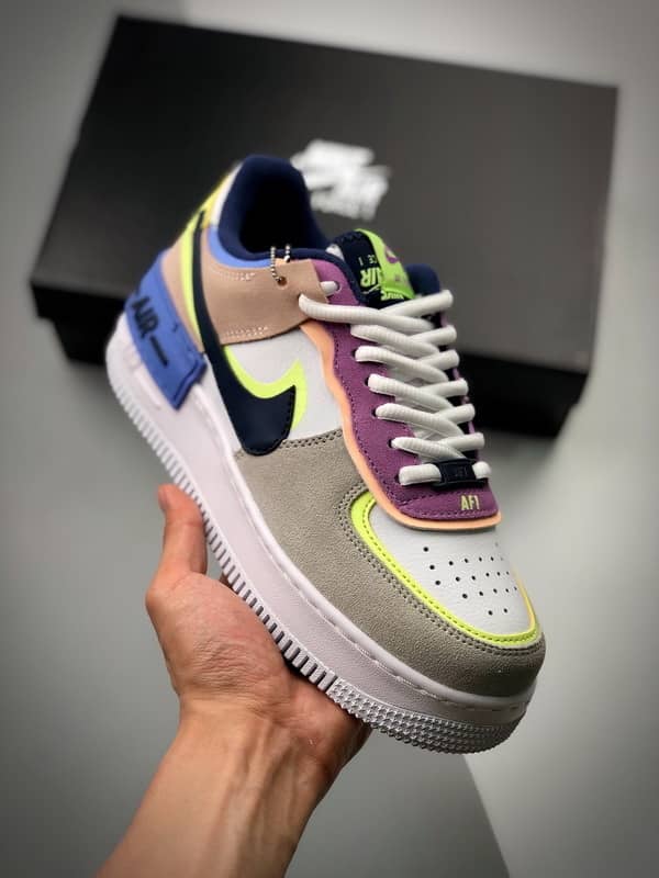 Air Force 1 Shadow Cinzento Preto Verde Patchwork