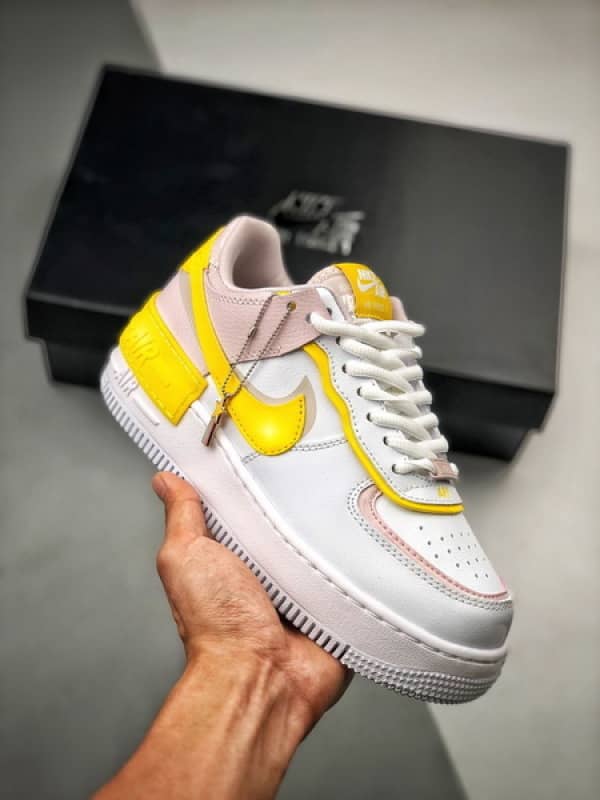 Air Force 1 Shadow Branco Amarelo e Rosa