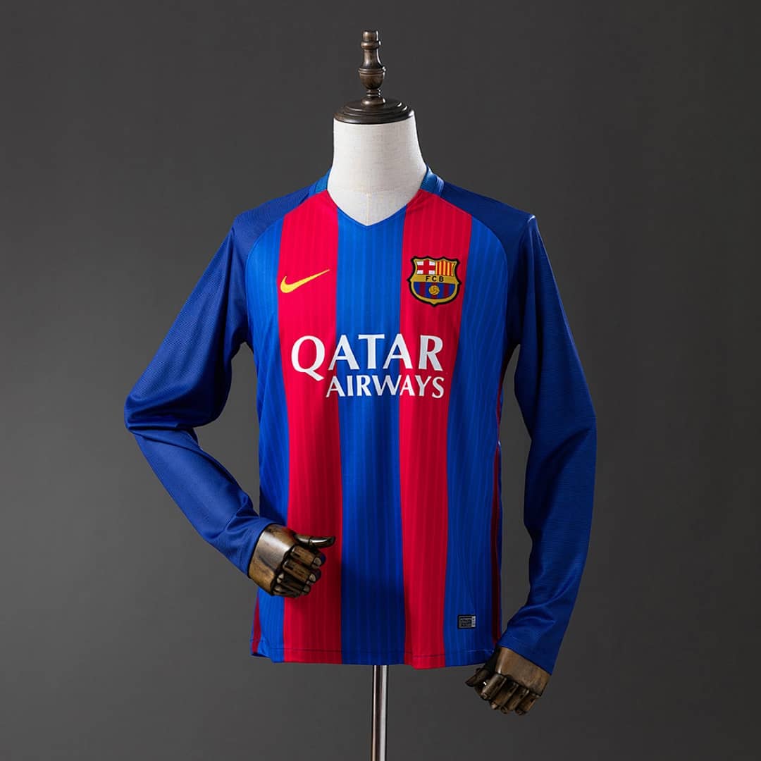 Camisola Principal do FC Barcelona 2016/2017 (Retro, Manga Longa)