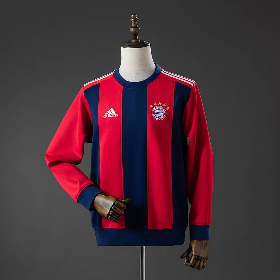 Sweatshirt Bayern Munich Manga Comprida Vermelha e Ciano