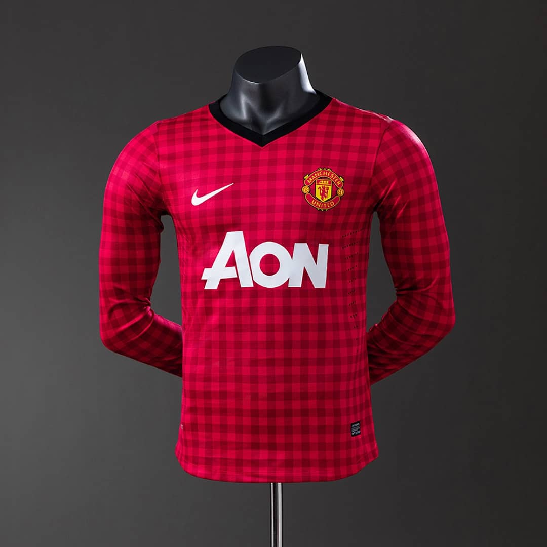 Camisola Principal do Manchester United 2012/2013 (Retro, Versao Jogador, Manga Longa)