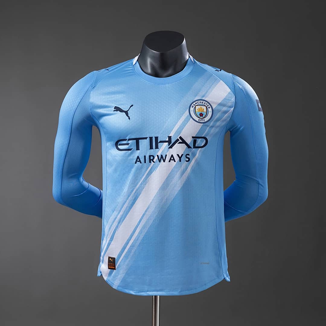 Camisola Principal do Manchester City 2025/2026 (Versao Jogador, Manga Longa)