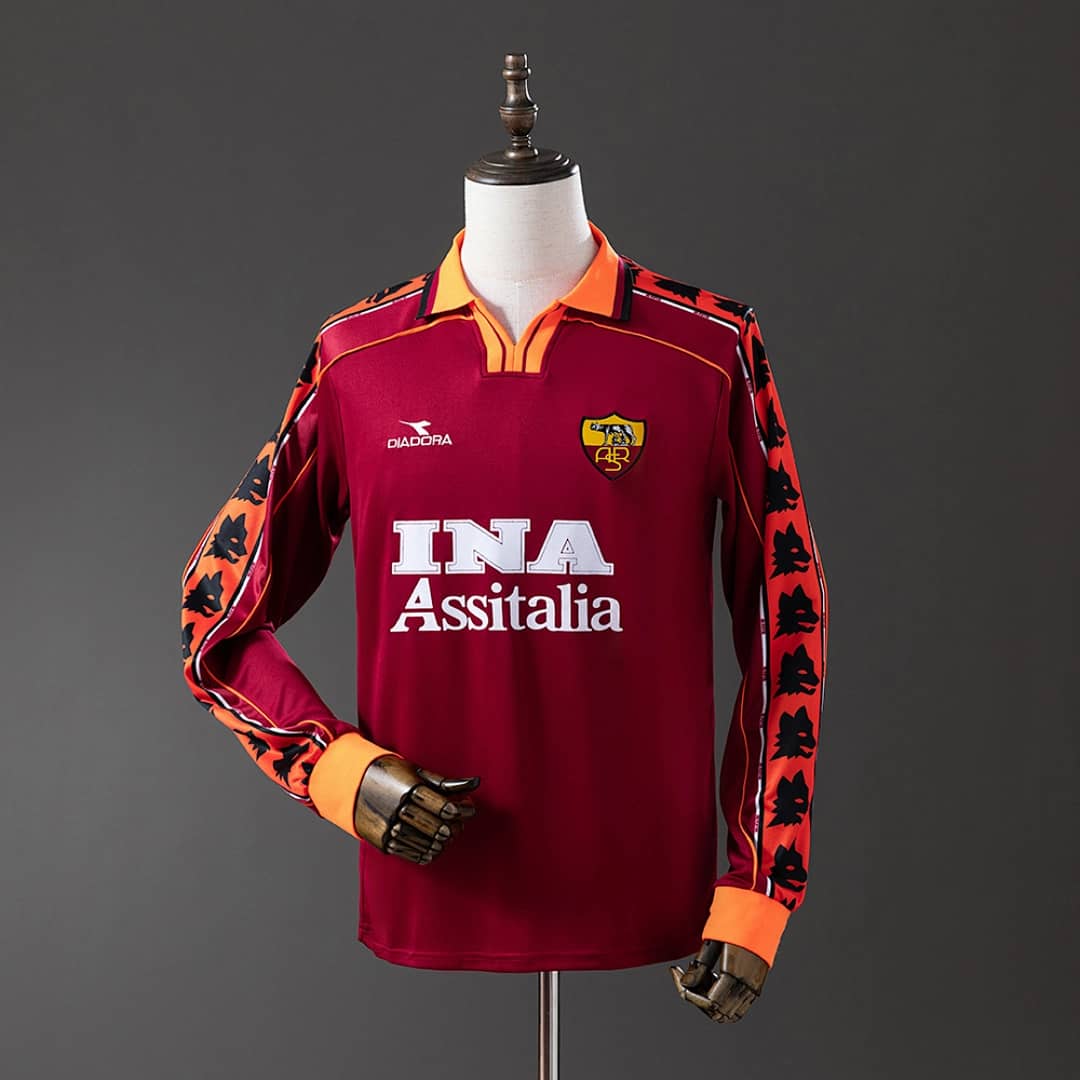 Camisola Principal do AS Roma 1998/1999 (Retro, Manga Longa)