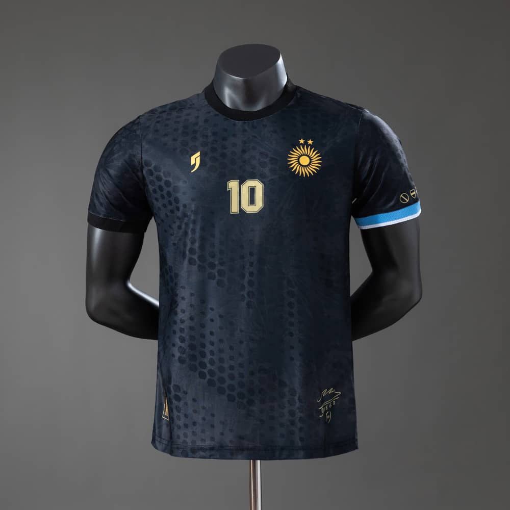 Camisola Edição Especial Maradona #10 Argentina Preto Versão Jogador