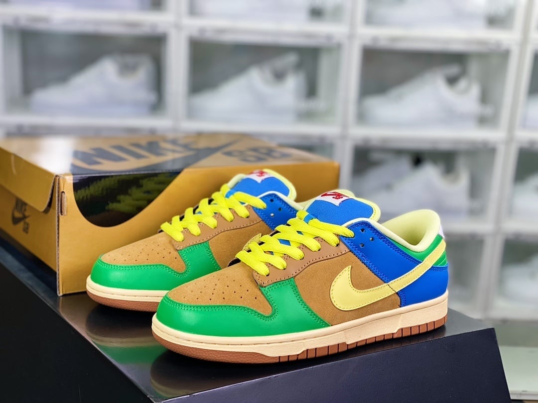 NK Dunk Low Patchwork Marrom, Verde, Amarelo e Azul Brooklyn