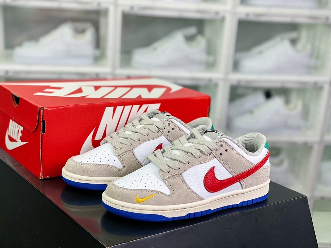 NK Dunk Low Branco Areia Vermelho