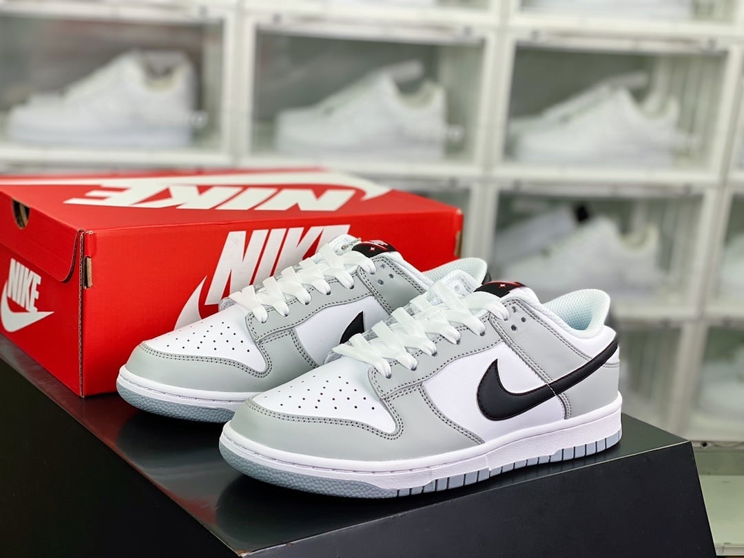 NK Dunk Low Cinzento Branco Preto Raspadinha