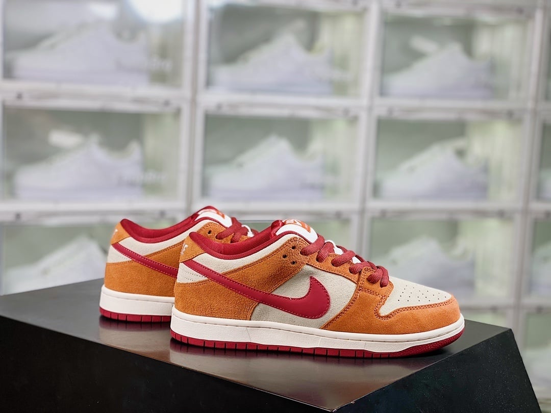 NK Dunk Low Dark Brown e Brick Red
