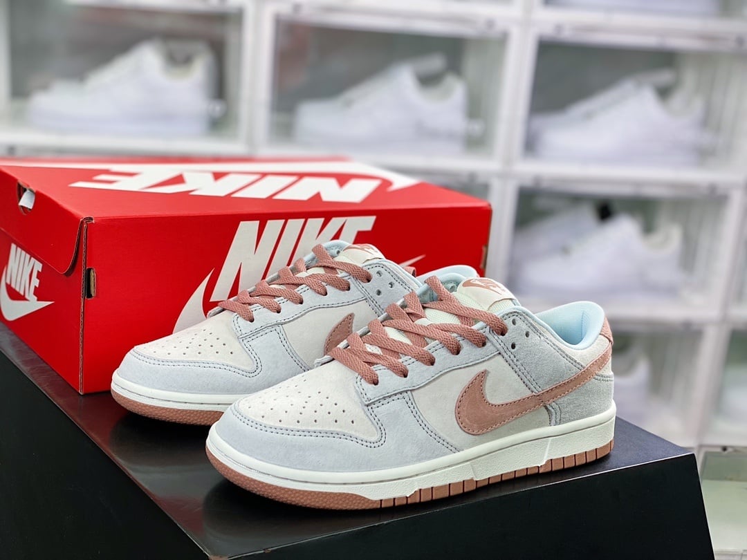 NK Dunk Low Cinzento Azul Rosa Fossil