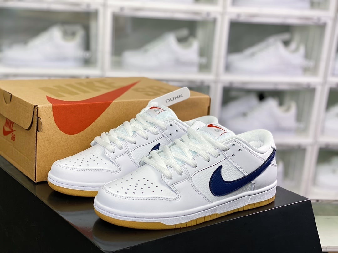 NK Dunk Low Branco Marinho Laranja 2.0