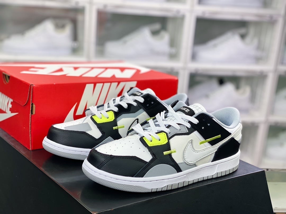 NK Dunk Low Cinzento Preto Amarelo Limão