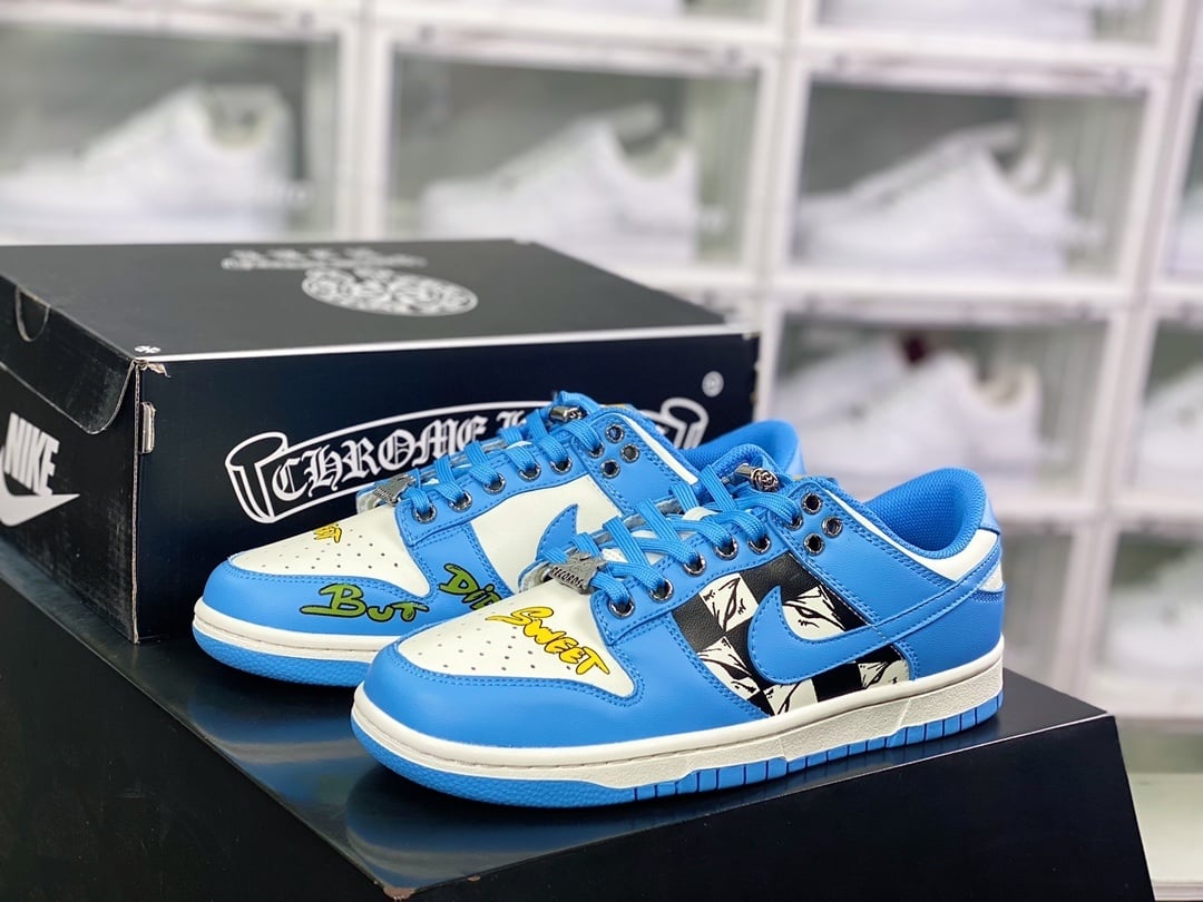 NK Dunk Low Branco Azul Krowheart