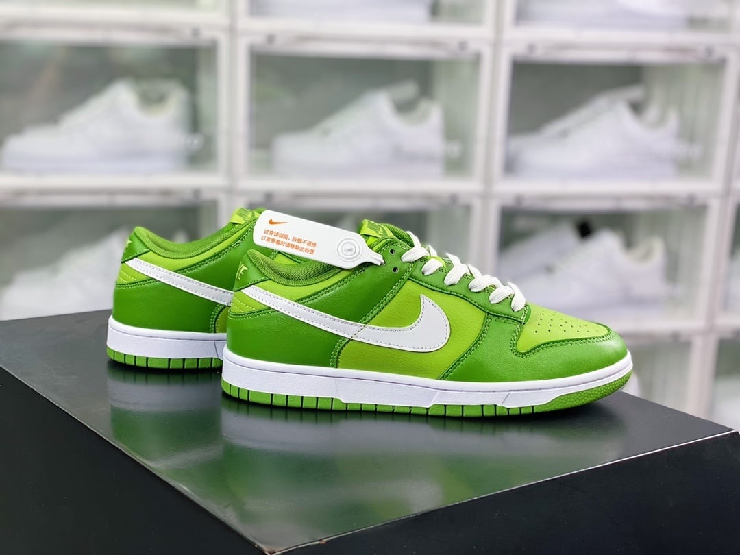NK Dunk Low Couro Limão Verde e Branco