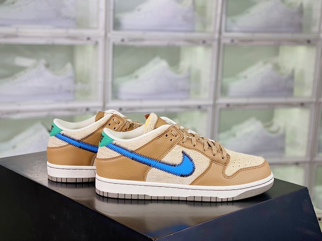 NK Dunk Low Furry Bear Marrom e Azul