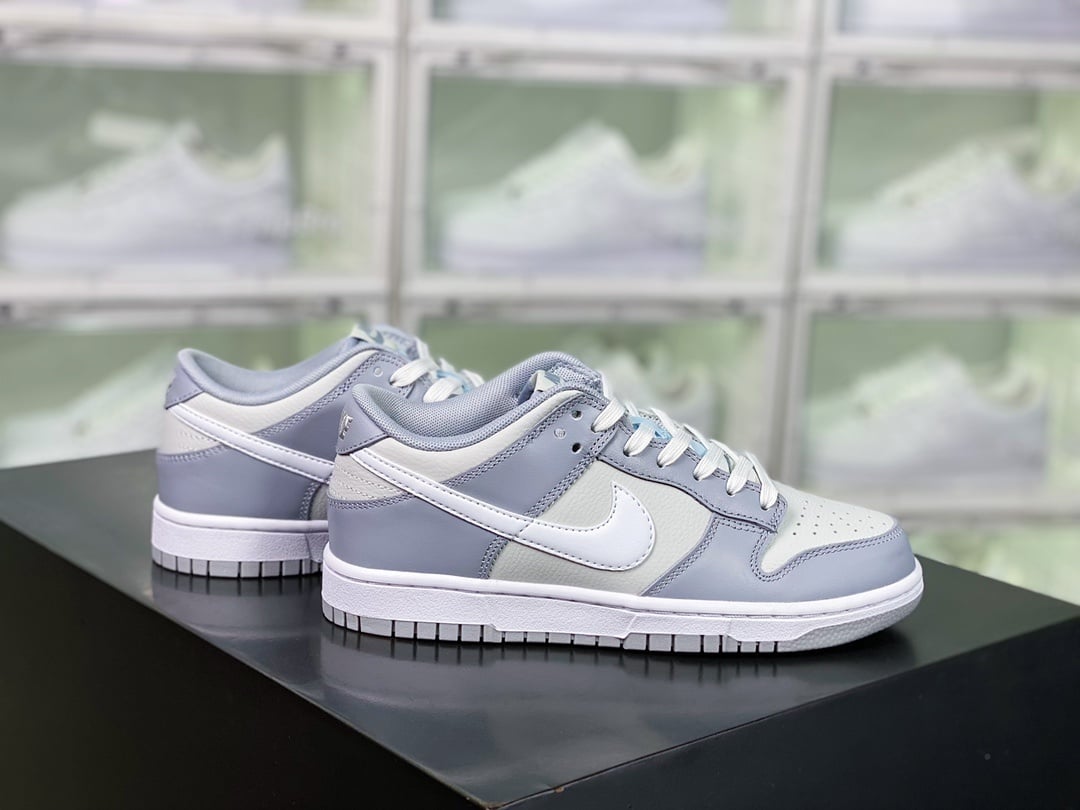 NK Dunk Low Couro Cinza, Branco e Fumaça
