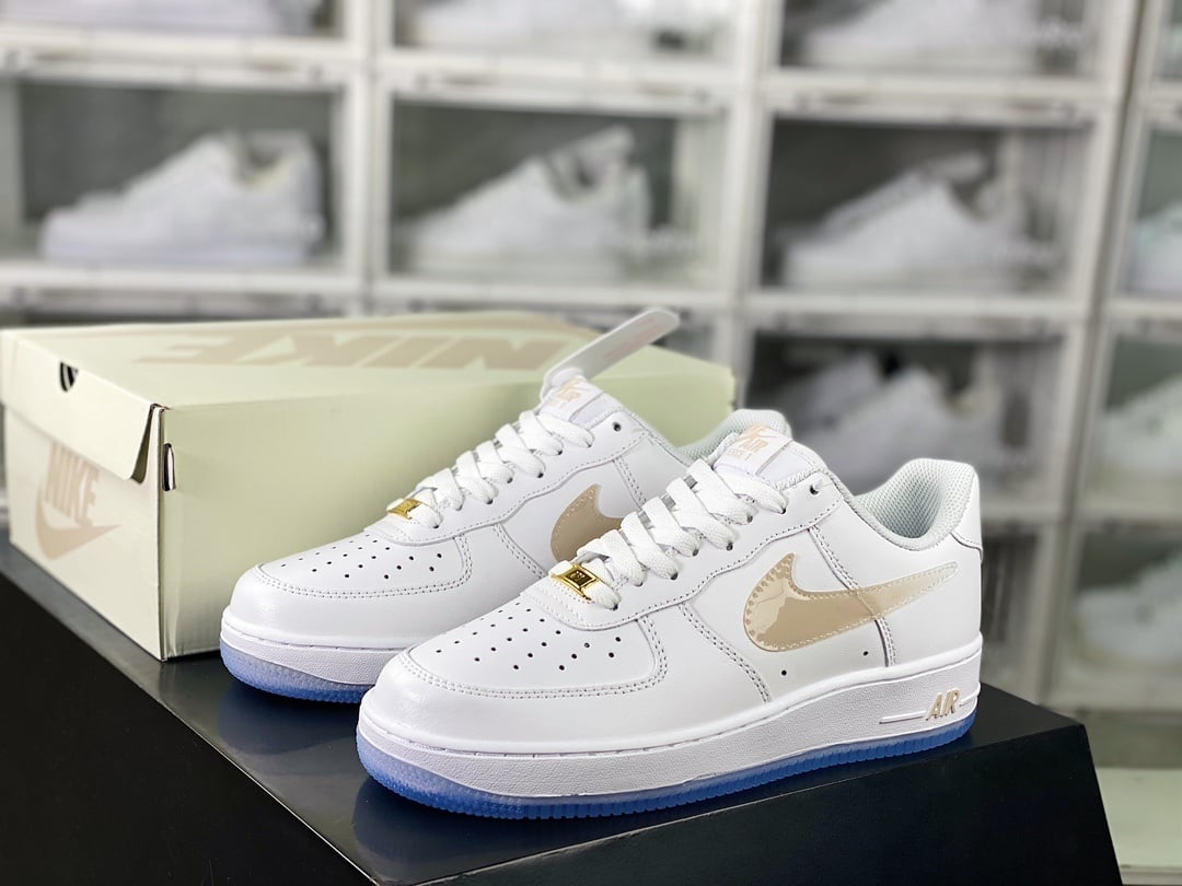 Nike Leather Branco e Khaki Gradiente Hook