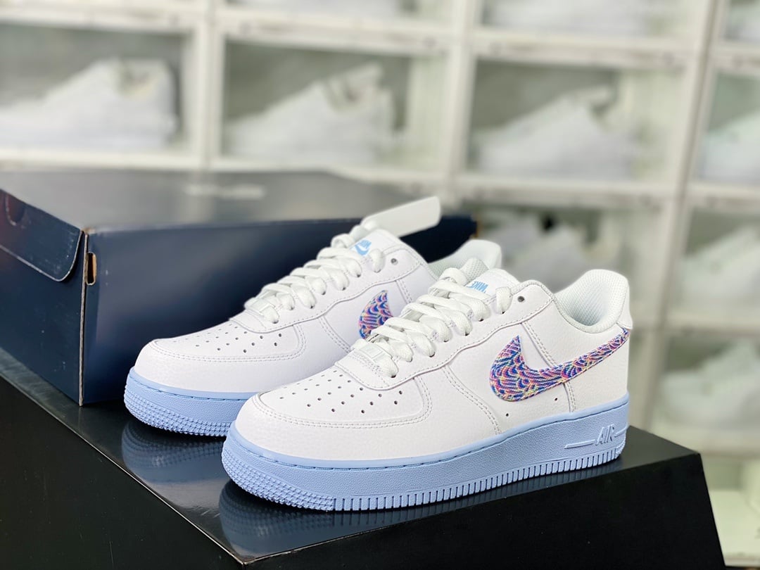 Nike Leather Branco e Hydrogen Blue