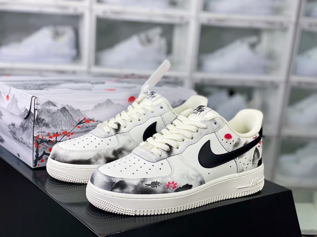 Nike Leather Branco, Cinza e Preto Paisagem