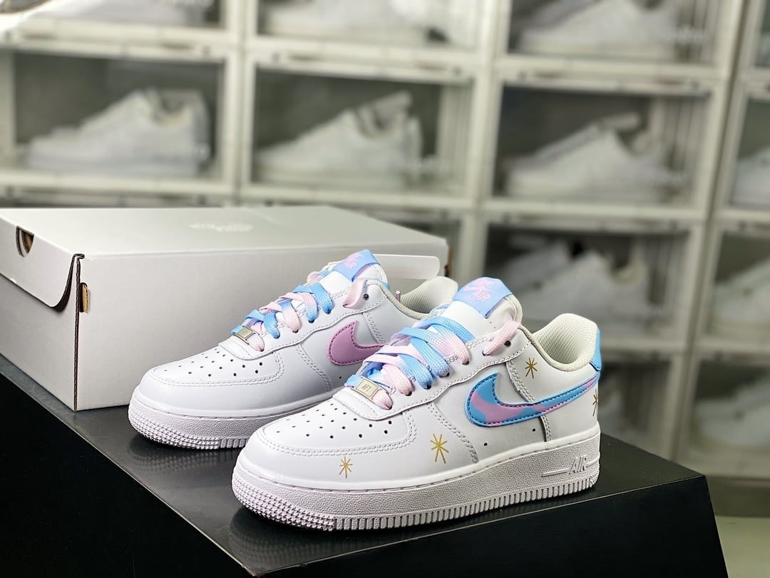 Nike Leather Branco, Rosa e Azul Graffiti