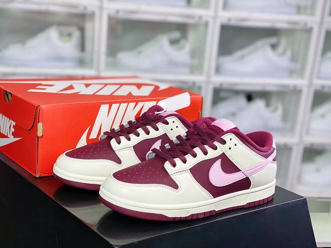 NK Dunk Low Branco Roxo Rosa