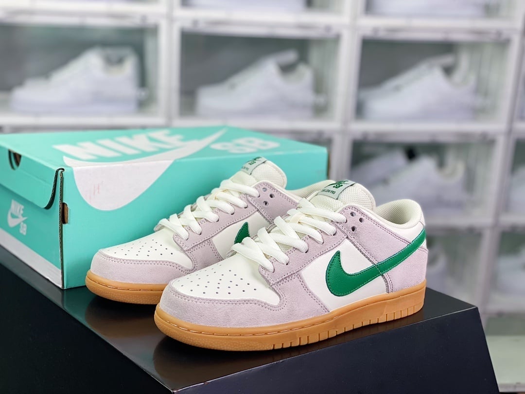 NK Dunk Low Off-White Cinza Verde com Sola Goma