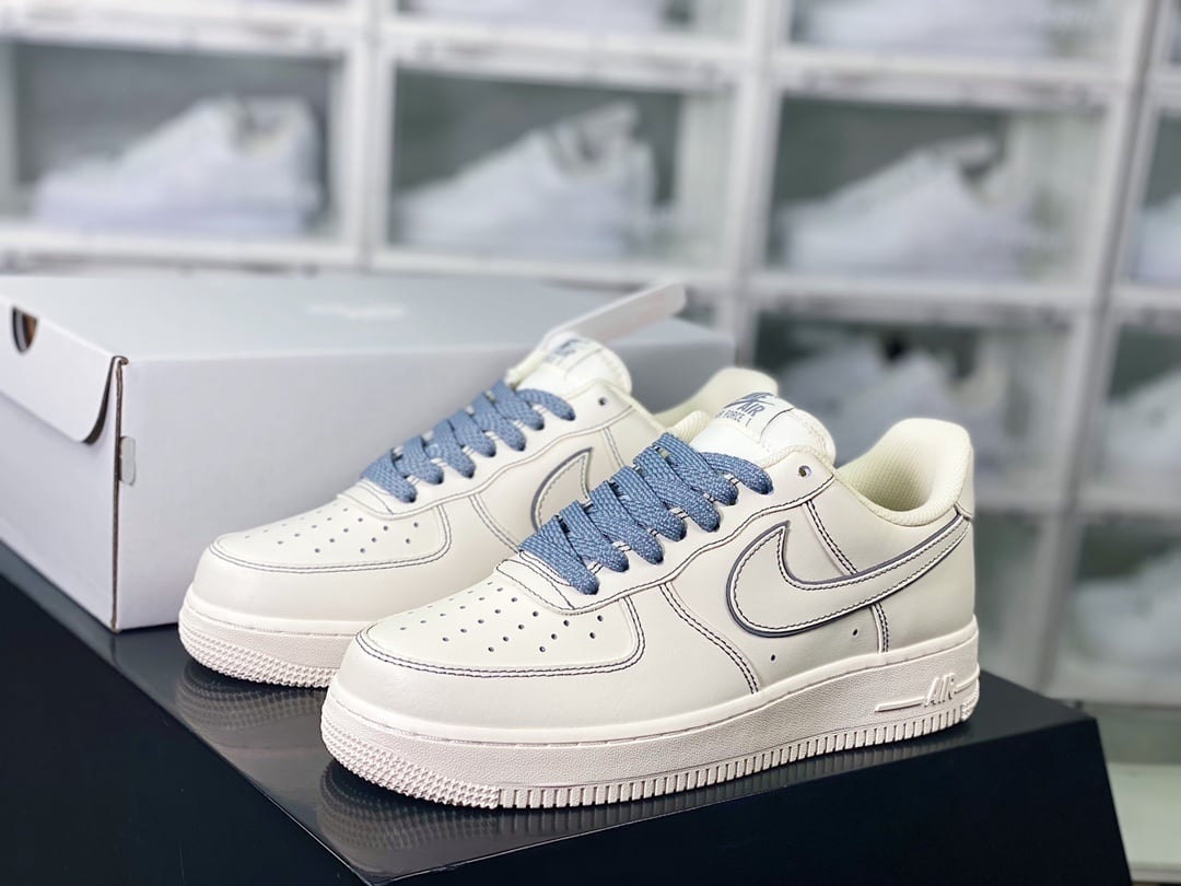 Nike Leather Creme, Cinza e Azul 3M Reflectivo