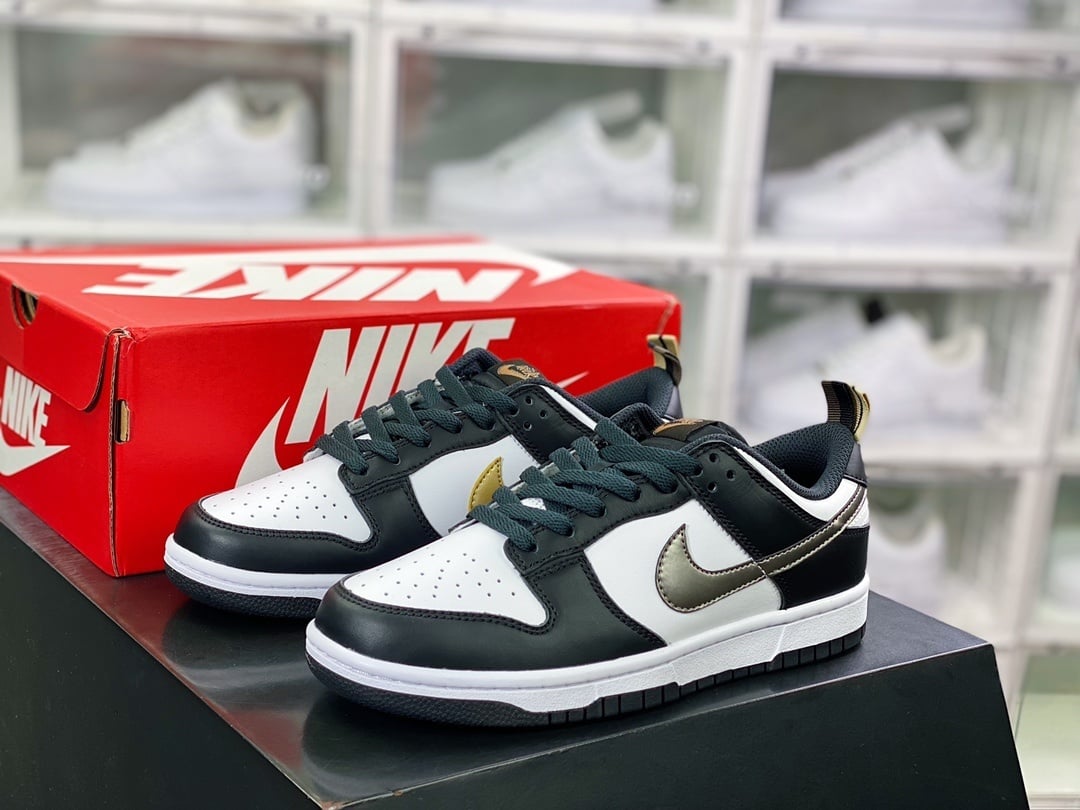 NK Dunk Low Panda Preto Branco Dourado Prateado