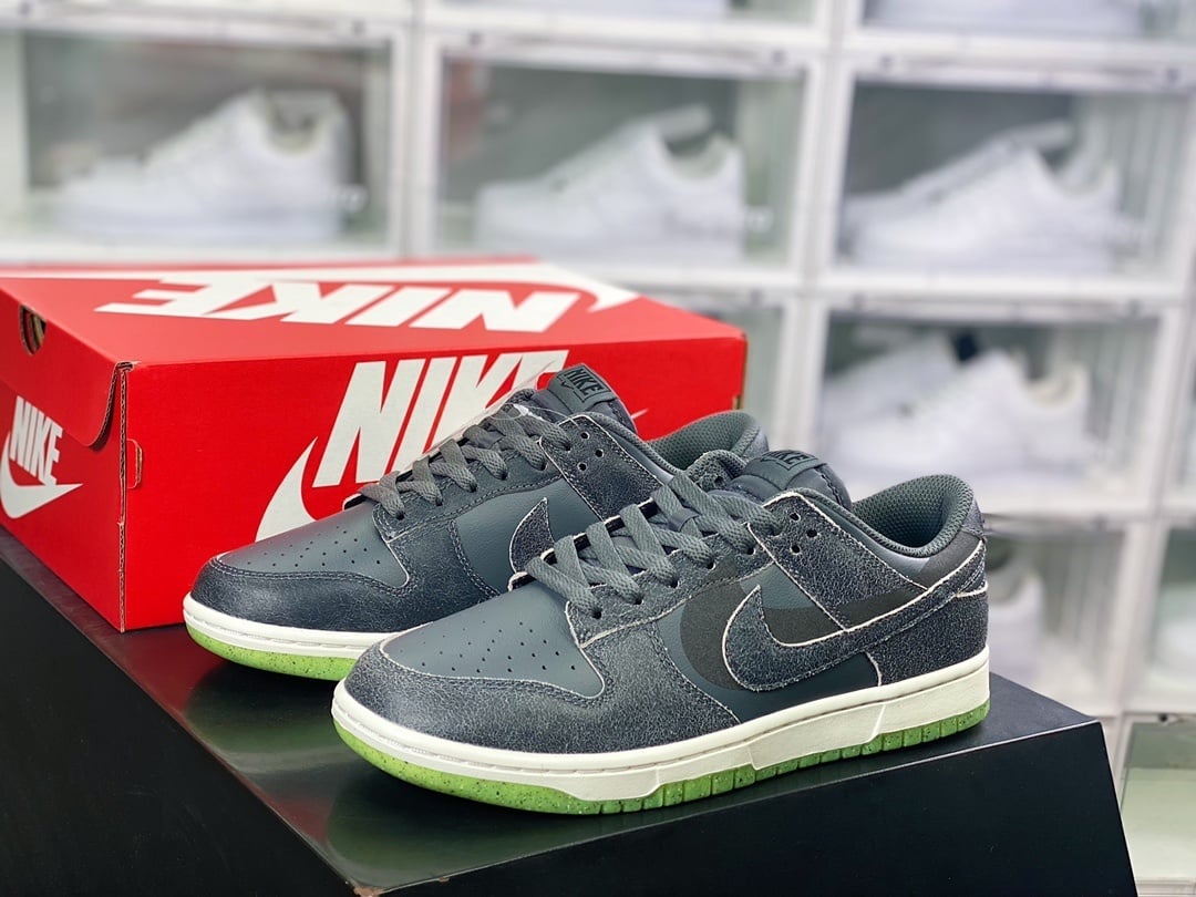 NK Dunk Low Cinzento Carbono Duplo Swoosh 3M