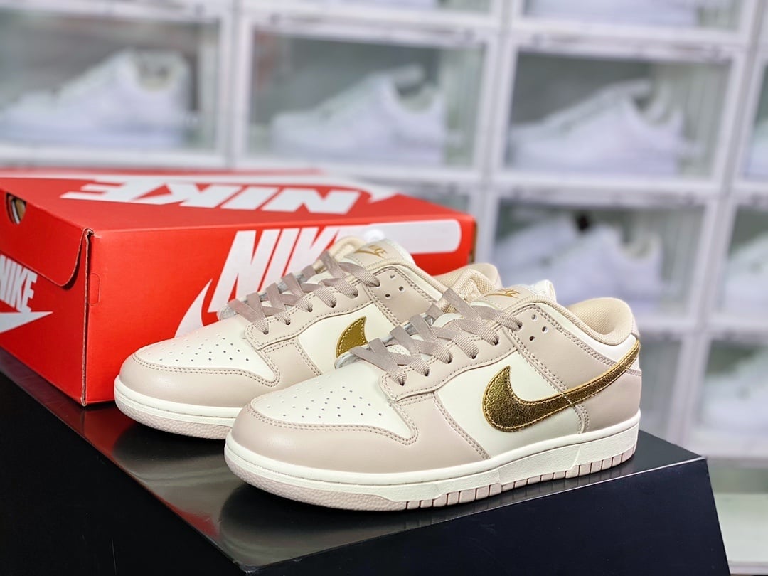 NK Dunk Low Rosa Branco Ouro