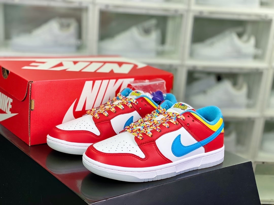 NK Dunk Low Vermelho e Branco Frutas e Cereais