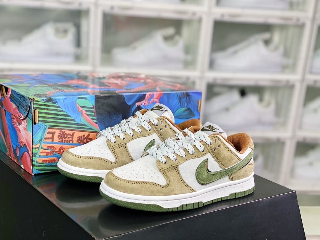 NK Dunk Low Camurça Verde Oliva Cinza