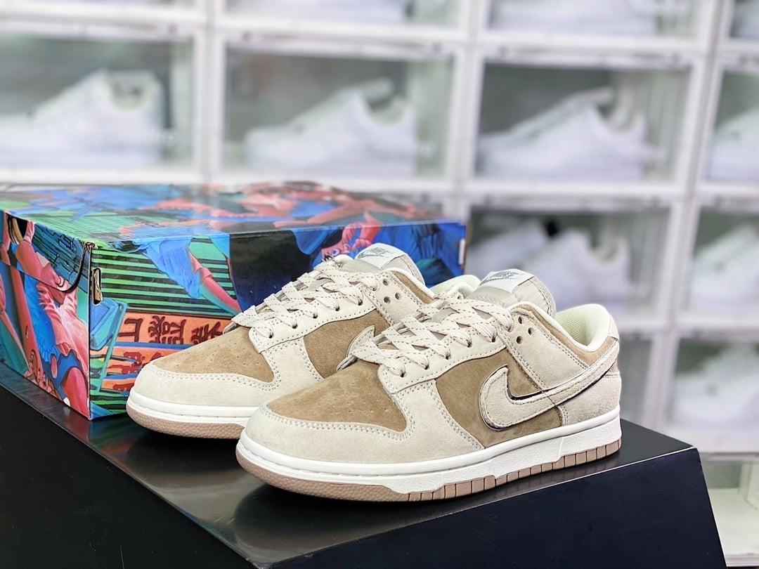 NK Dunk Low Camurça Cinza Claro Mocha Marrom
