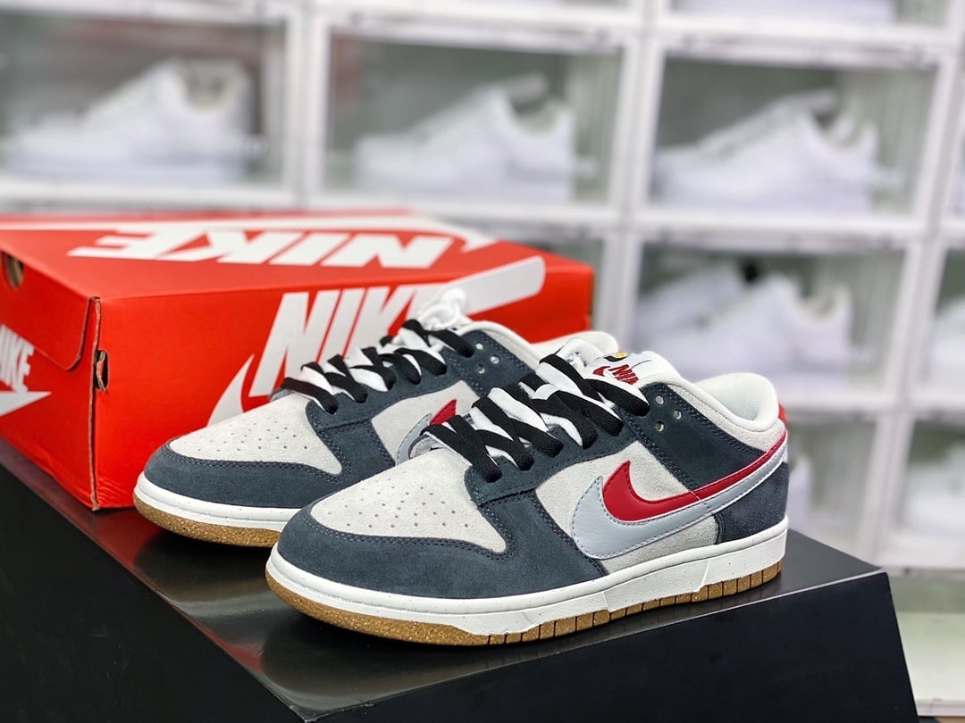 NK Dunk Low Camurça Cinza Claro Branco Duplo