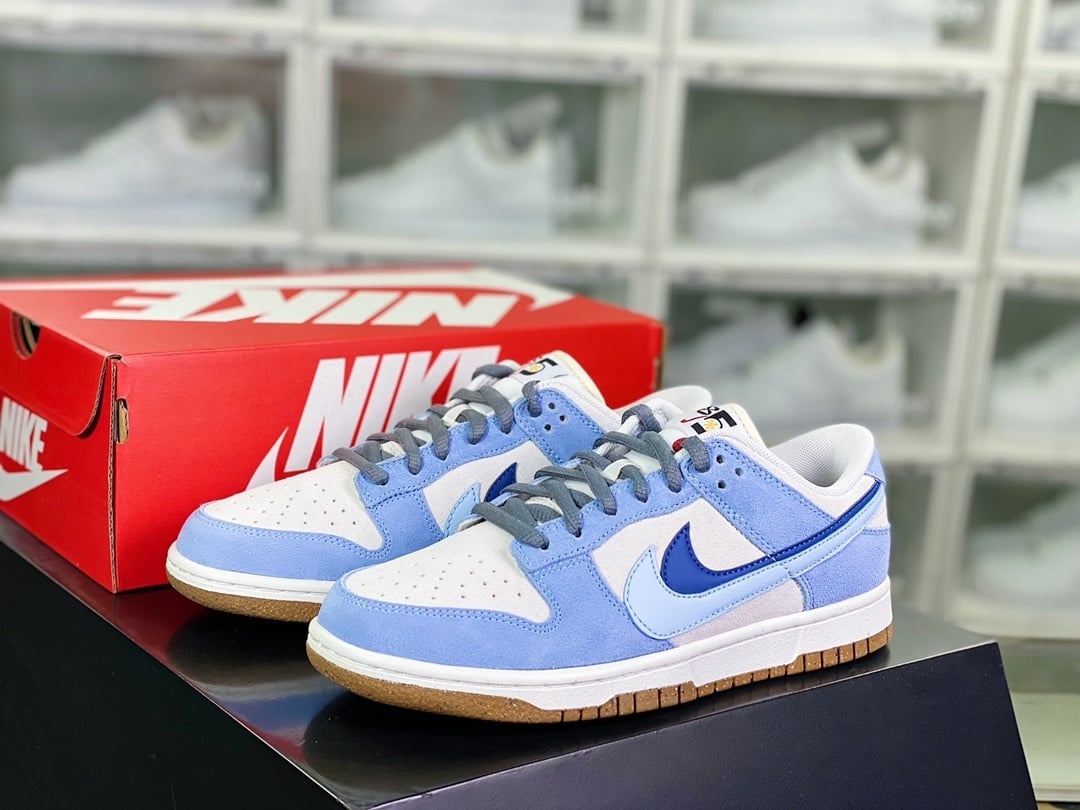 NK Dunk Low Camurça Neblina Azul e Azul Claro