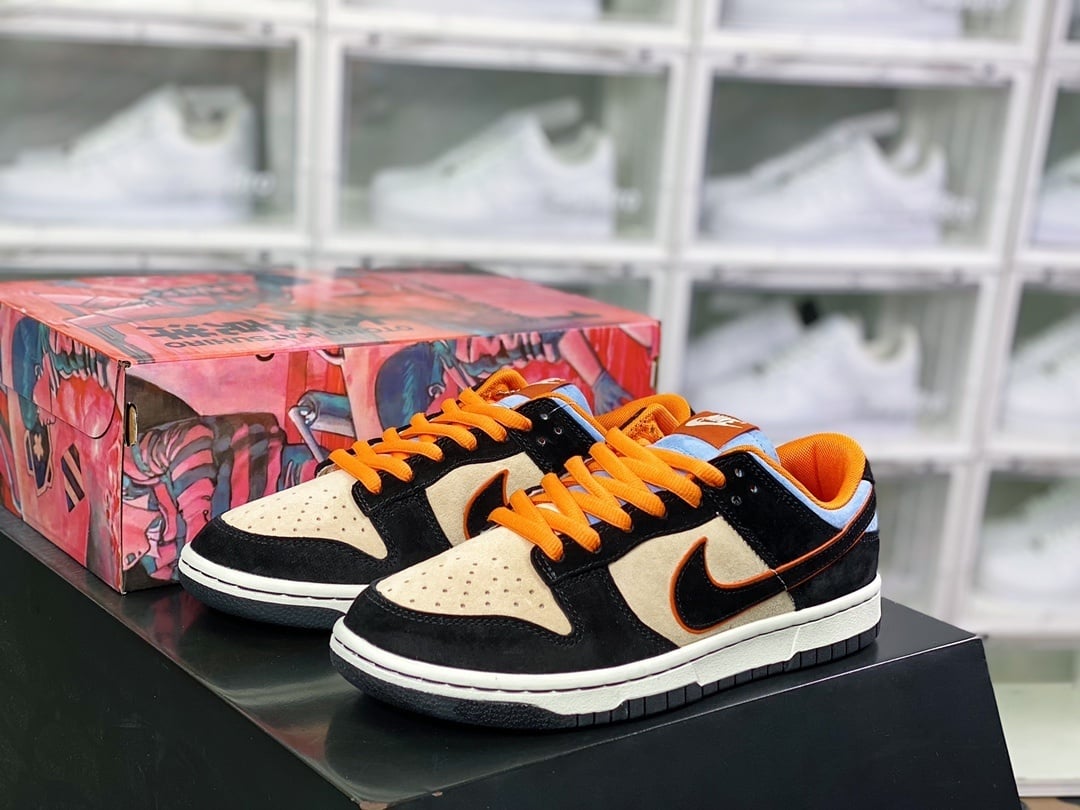 NK Dunk Low Preto Azul Laranja