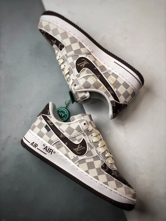 1V x Nike Air Force 1 Low Xadrez Preto e Cinza - Vista 6