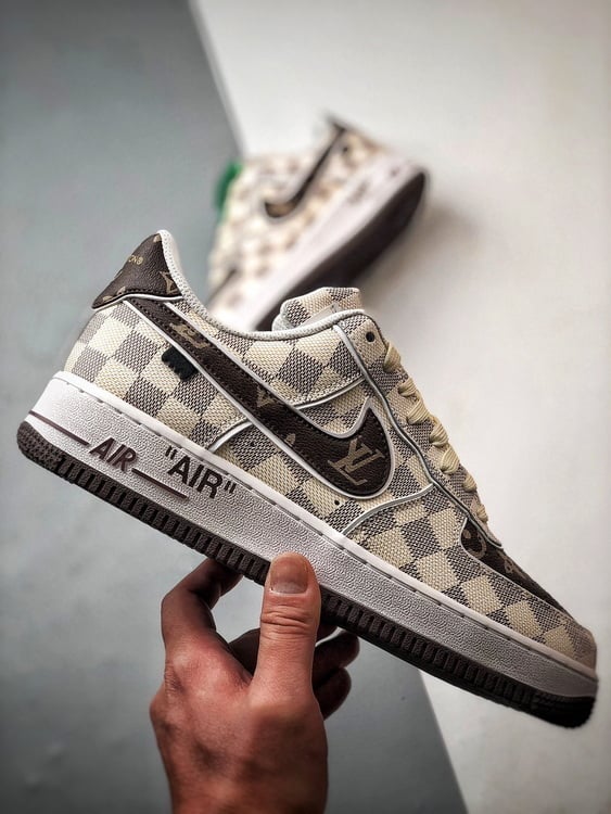 1V x Nike Air Force 1 Low Xadrez Preto e Cinza - Vista 7