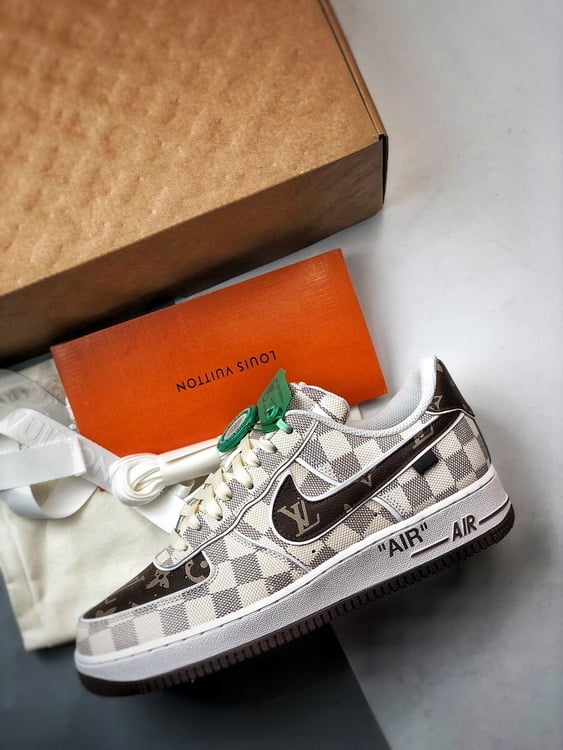 1V x Nike Air Force 1 Low Xadrez Preto e Cinza - Vista 8