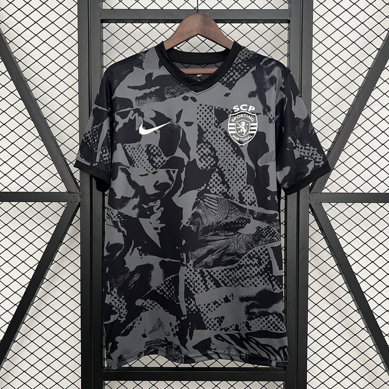 Sporting T-shirt Aquecimento Preta 25/26
