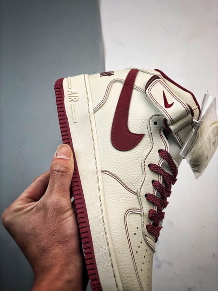 Air Force 107 Mid Cinco Faixas Bege Branco e Vinho - Vista 2