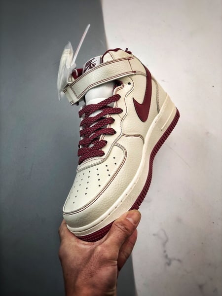 Air Force 107 Mid Cinco Faixas Bege Branco e Vinho - Vista 5