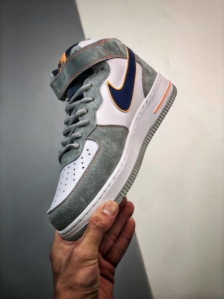 Air Force 107 Mid Cinzento e Azul Camurca - Vista 8