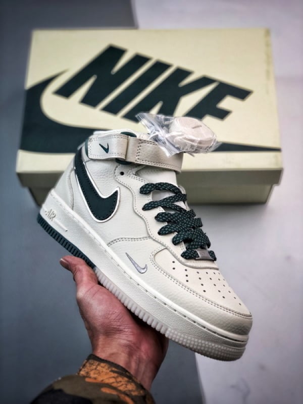 Air Force 107 Mid Bege Branco e Verde Escuro 3M